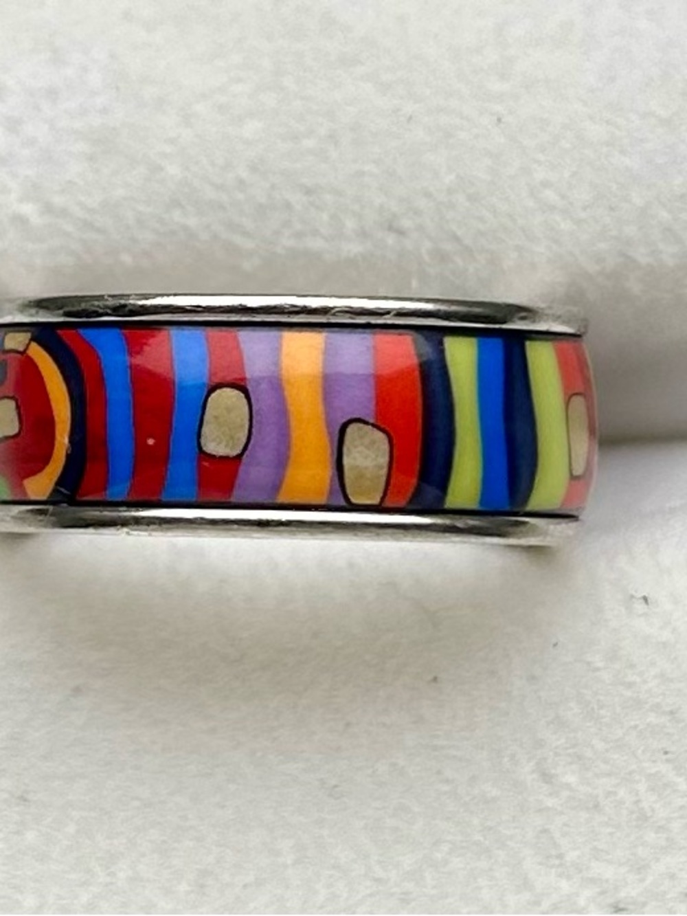 FREYWILLE Ring 💍 - Hundertwasser “Spiral of Life” Miss Ring Fire Enamel Silver - Picture 3 of 13